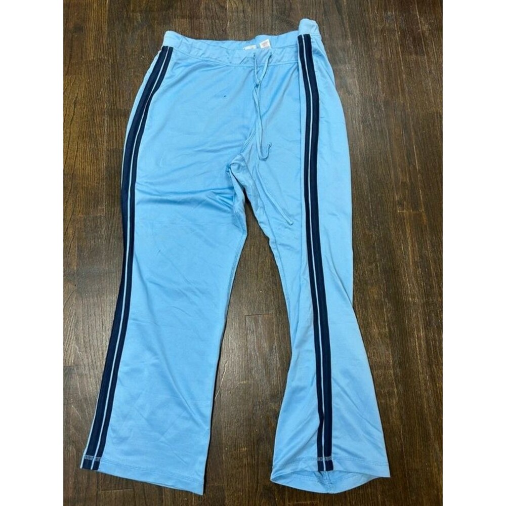 Bold Spirit Petites XL Track Pants Light Blue Navy Side Stripe Retro Flare Y2K